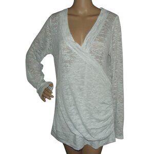 Vanity Tunic Womens Size XL white burnout slub wrap top Swim Coverup semi sheer